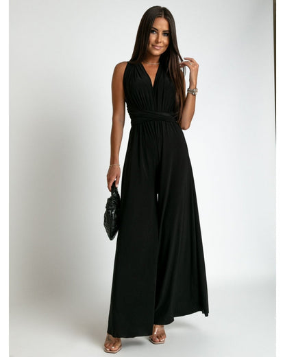 FlairFashion - Sleeveless Jumpsuit with Flattering V-Neck