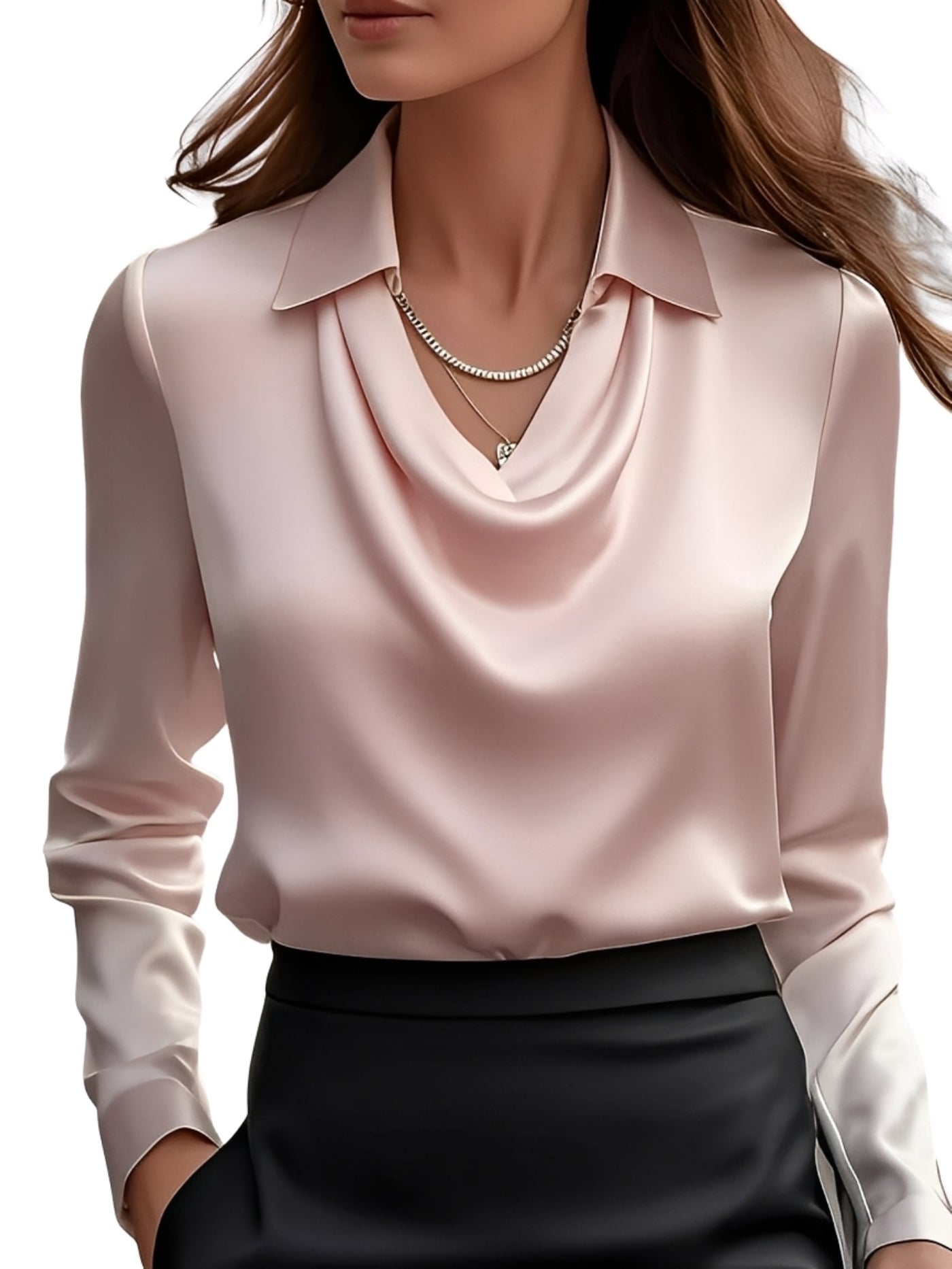 Dionne - Elegant Long-Sleeved Satin Blouse for Women