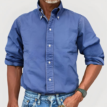 Ronald - Chemise rétro à revers à manches longues pour hommes