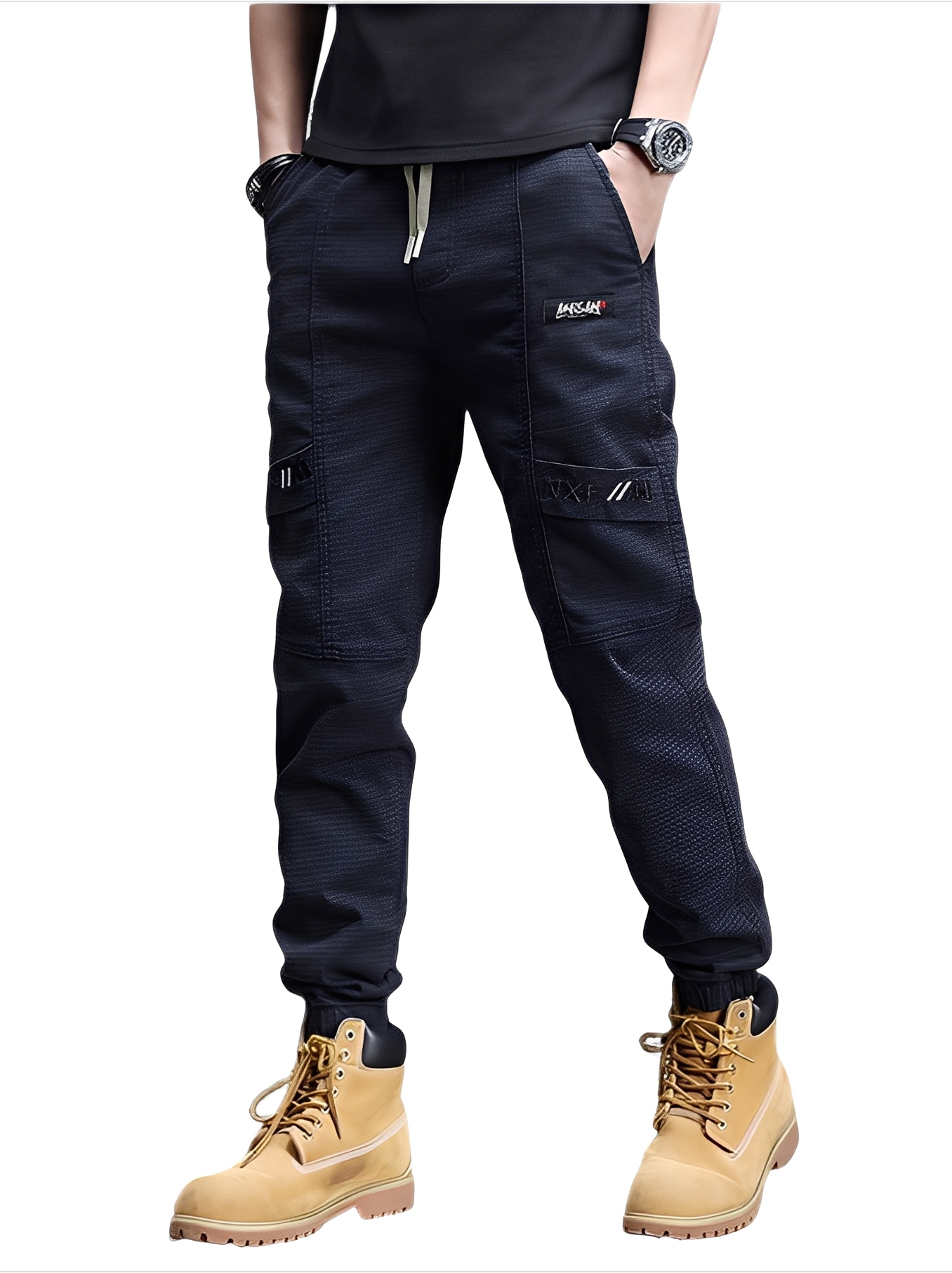 Alvin - Στιλάτο Ελαστικό Παντελόνι Τζόκινγκ με Κορδόνι για Άνδρες