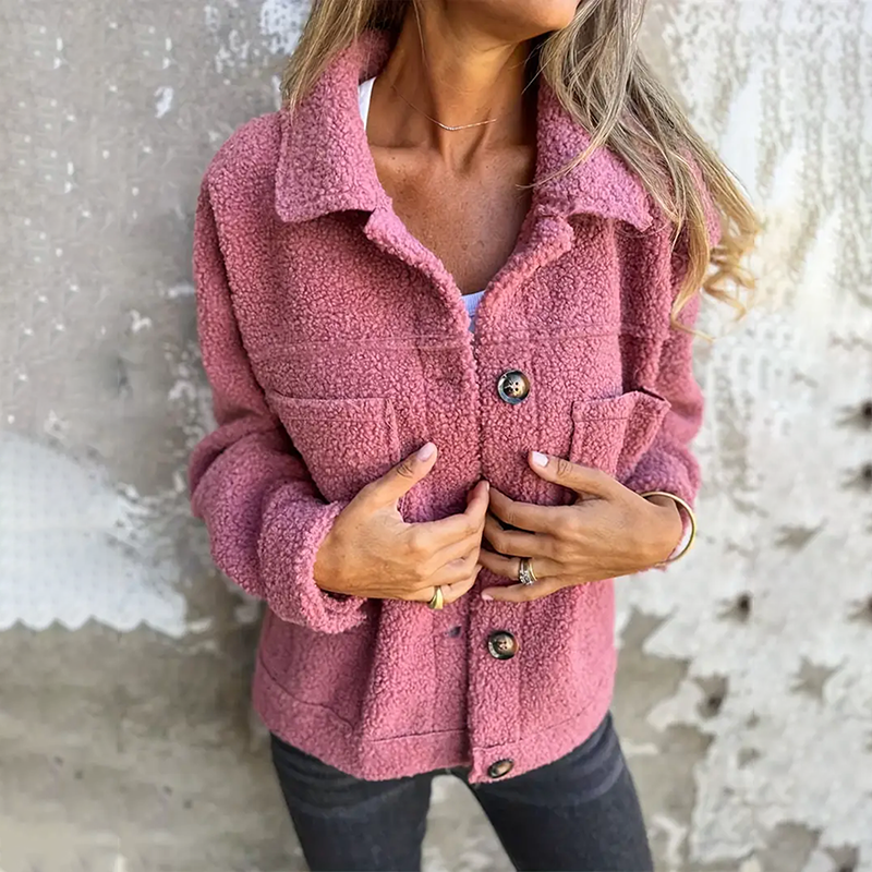 Eleanor - Modern wool cardigan with lapel collar for women