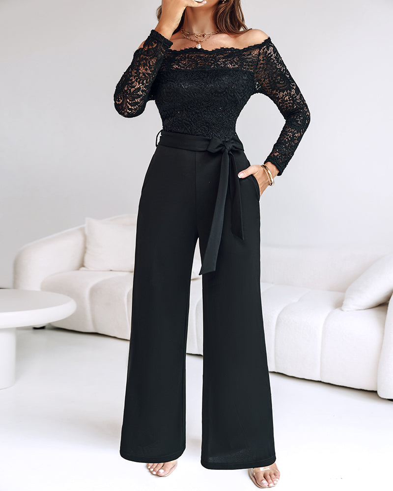 Camille – Elegant Jumpsuit with Wide Pants and Lace