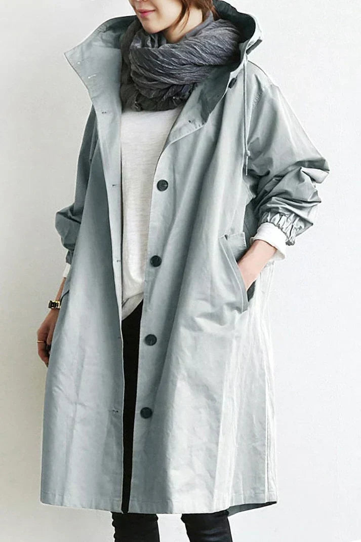 Mara – Waterproof trenchcoat with hood for rainy days