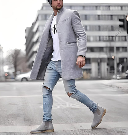 Cordell - Χαλαρός μακρύς μάλλινος μανδύας για άνδρες