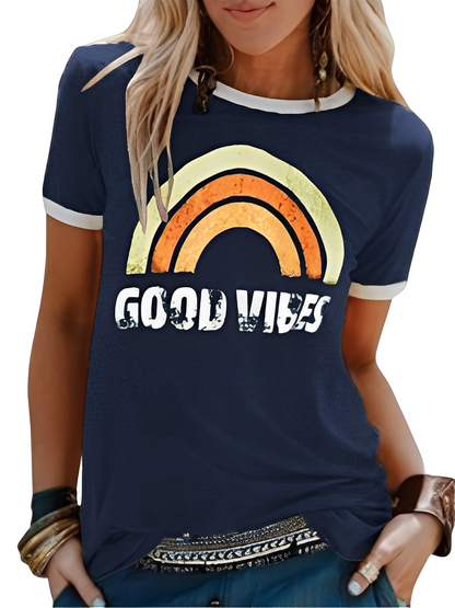 Daria - Simple T-shirt with Good Vibes print for women
