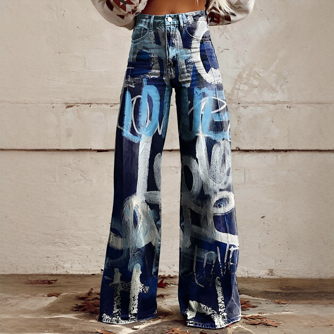 Shelley - Casual Wide Leg Printed Pants