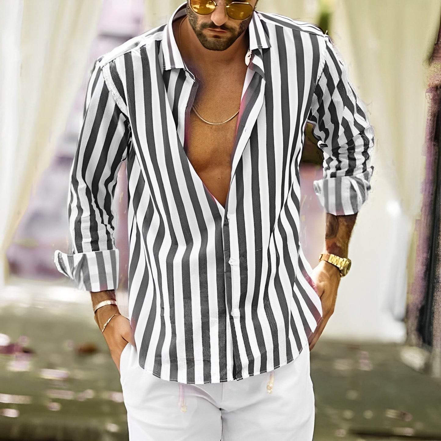 Greyson - Comfortable summer shirt with stripes for men
