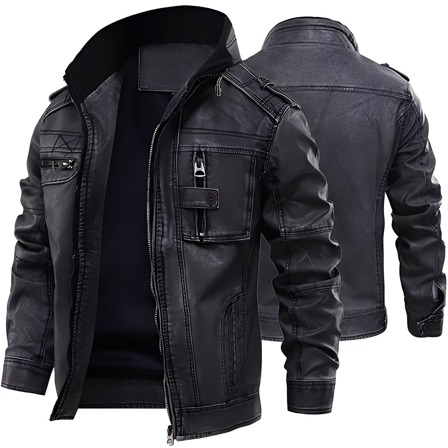 Kevin - Klasyczna skórzana kurtka z kieszeniami dla mężczyzn