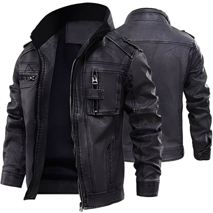 Kevin - Klasyczna skórzana kurtka z kieszeniami dla mężczyzn