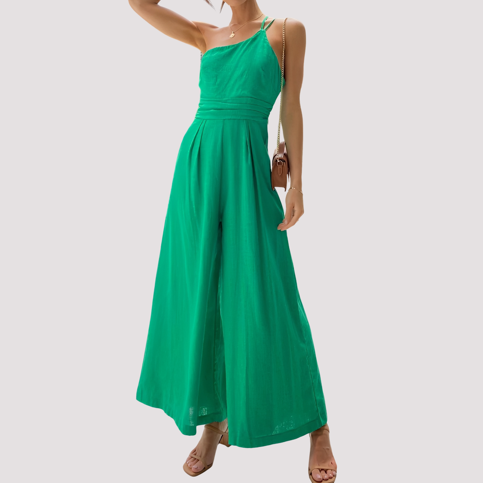 Carla - Stylish one-shoulder wide-leg women's jumpsuit