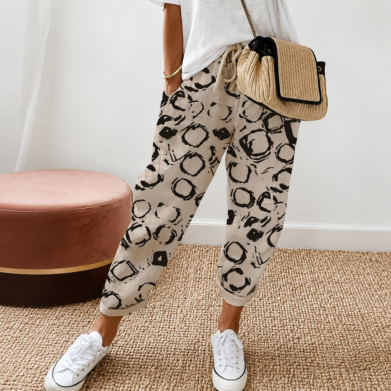 Chelease - Casual Adjustable Waist Pants