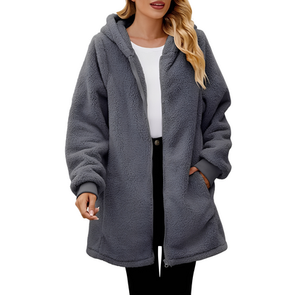 Bernadine - Relaxed cut fleece with hood for women