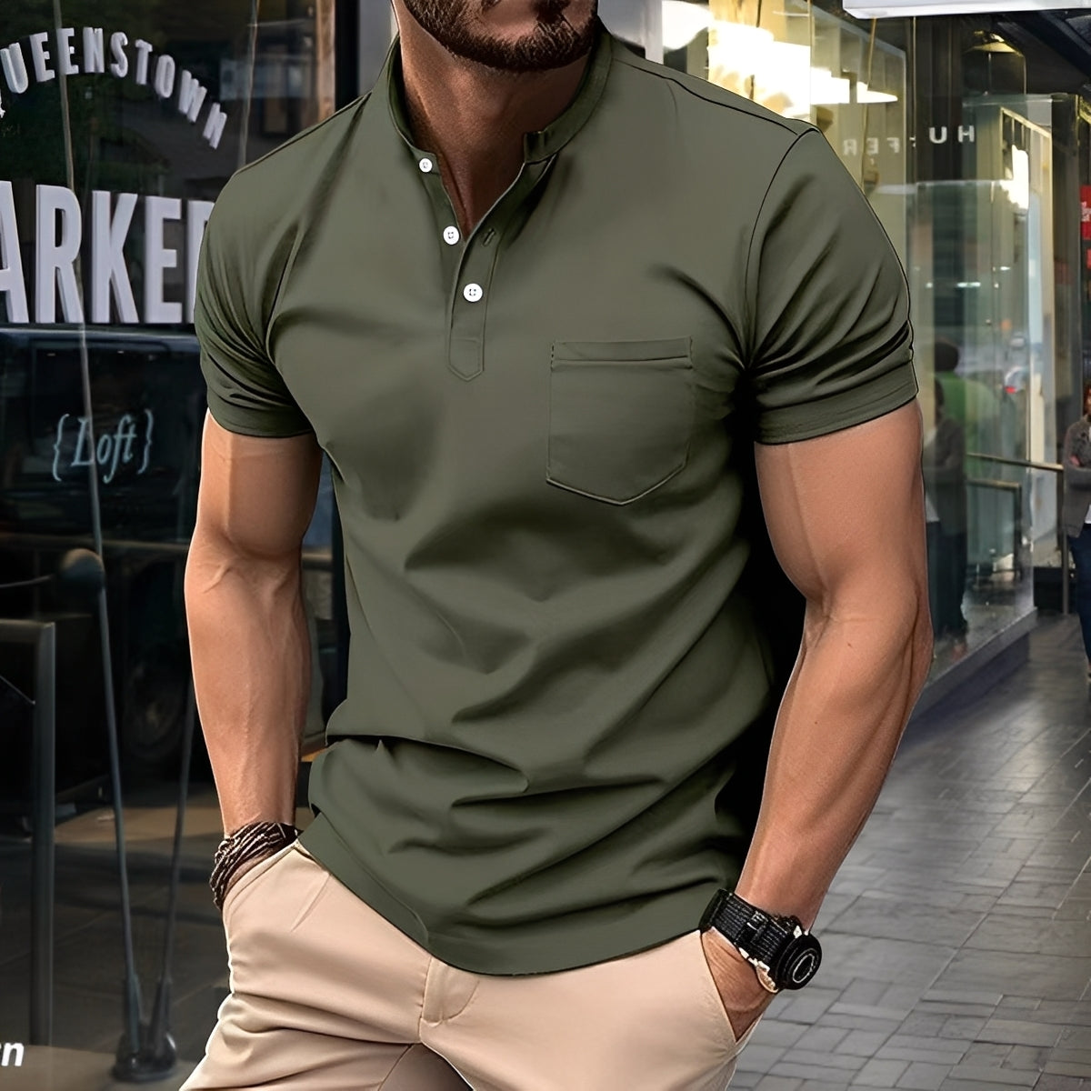 Darwin - codzienna, prosta koszulka polo z półkołnierzem dla mężczyzn