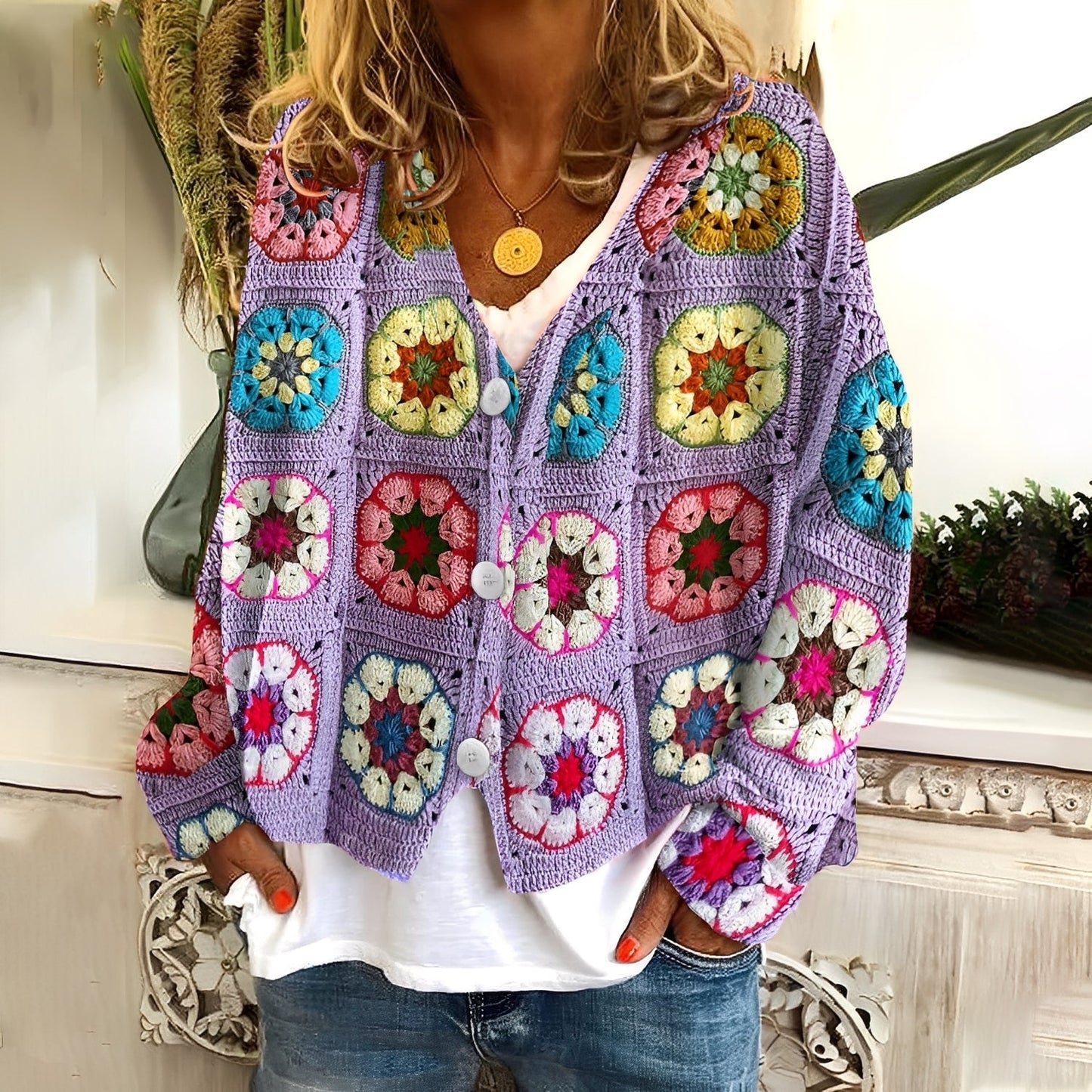 Nydia - Καθημερινό, μαλακό πουλόβερ με εκτύπωμα για γυναίκες