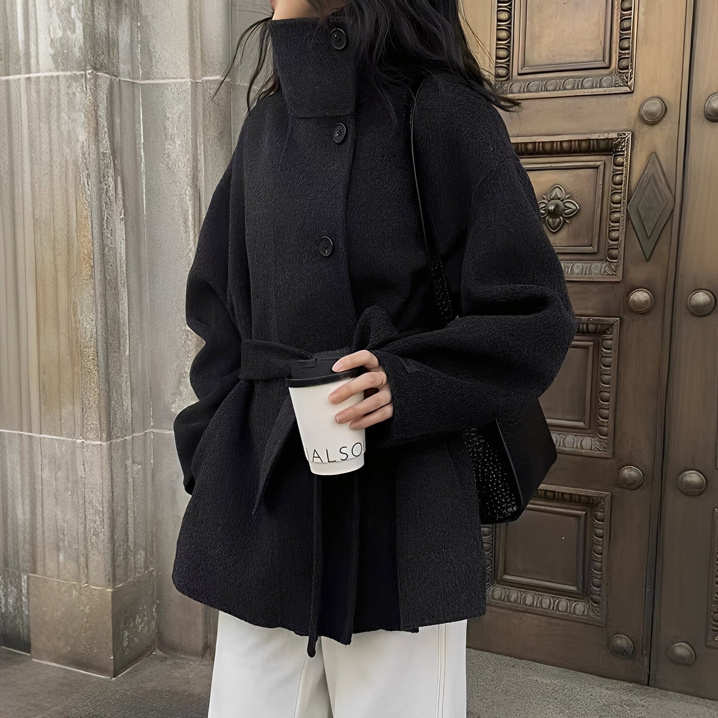 Claudia - Relaxed double-breasted wool coat for women