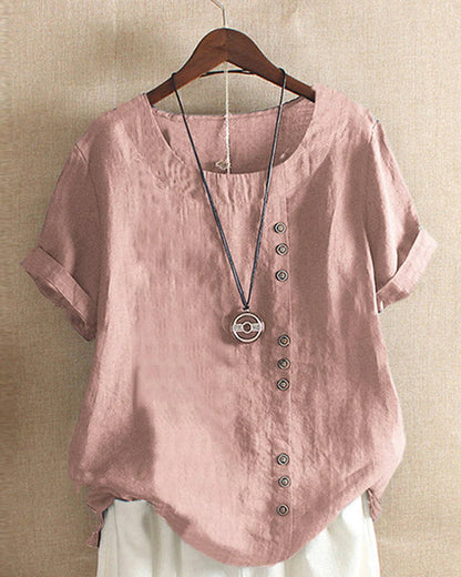 Julianny - Blouse with short sleeves and buttons front