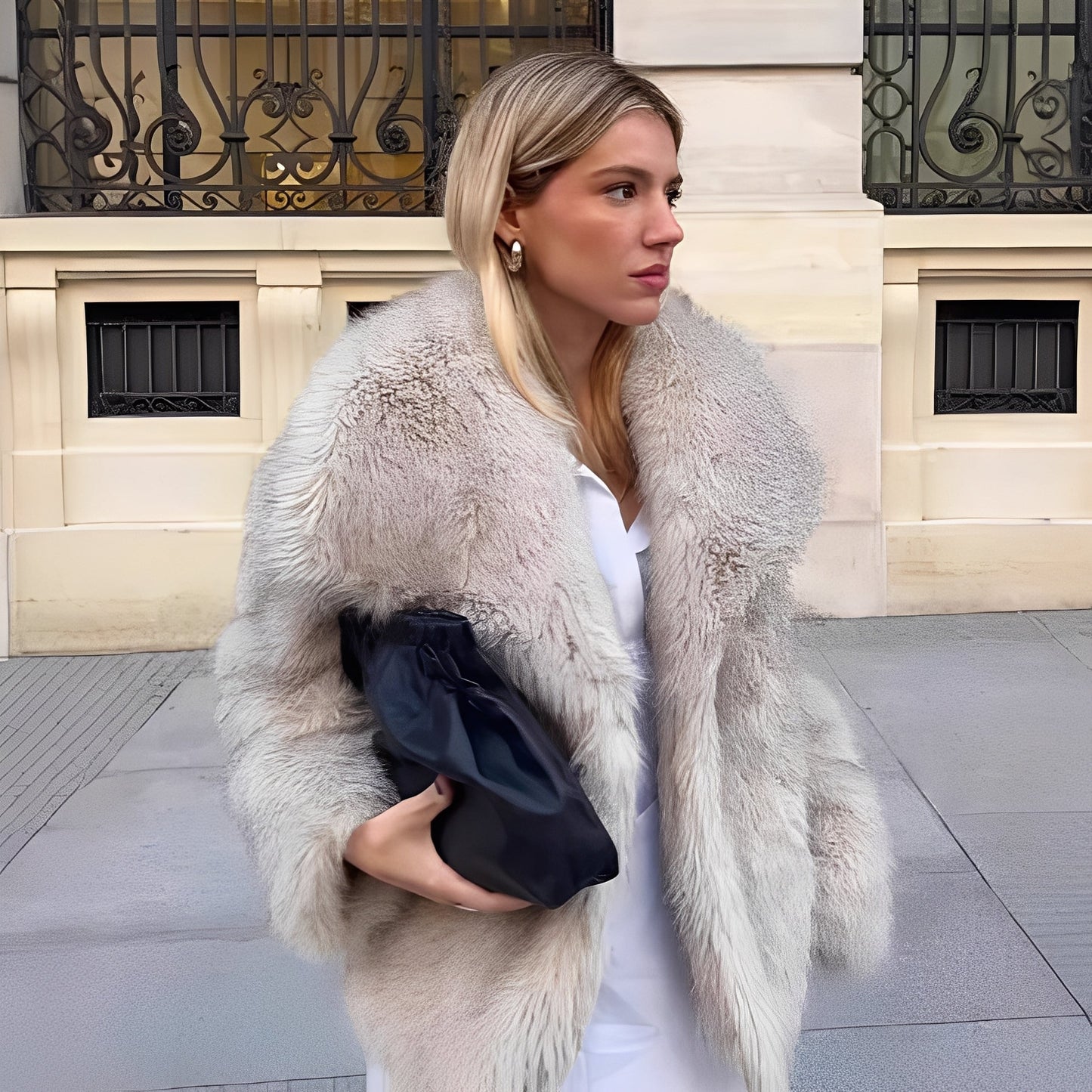 Melany - Elegant synthetic fur coat for women