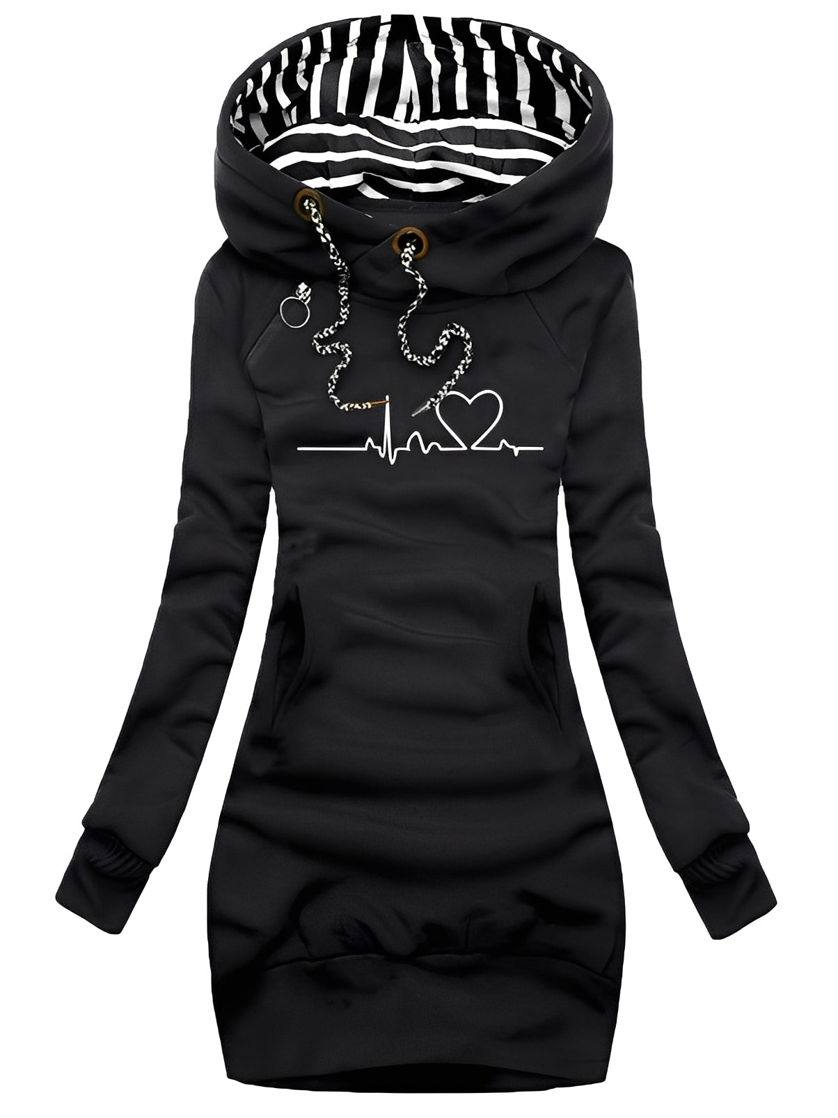 Roxanne - Casual printed knitted dress with hood for women