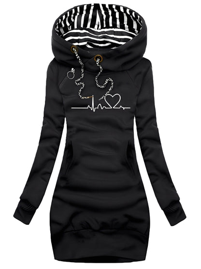 Roxanne - Casual printed knitted dress with hood for women