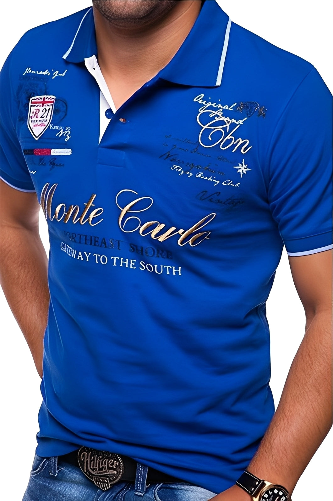 Brent - Luźna koszulka polo z nadrukiem dla mężczyzn