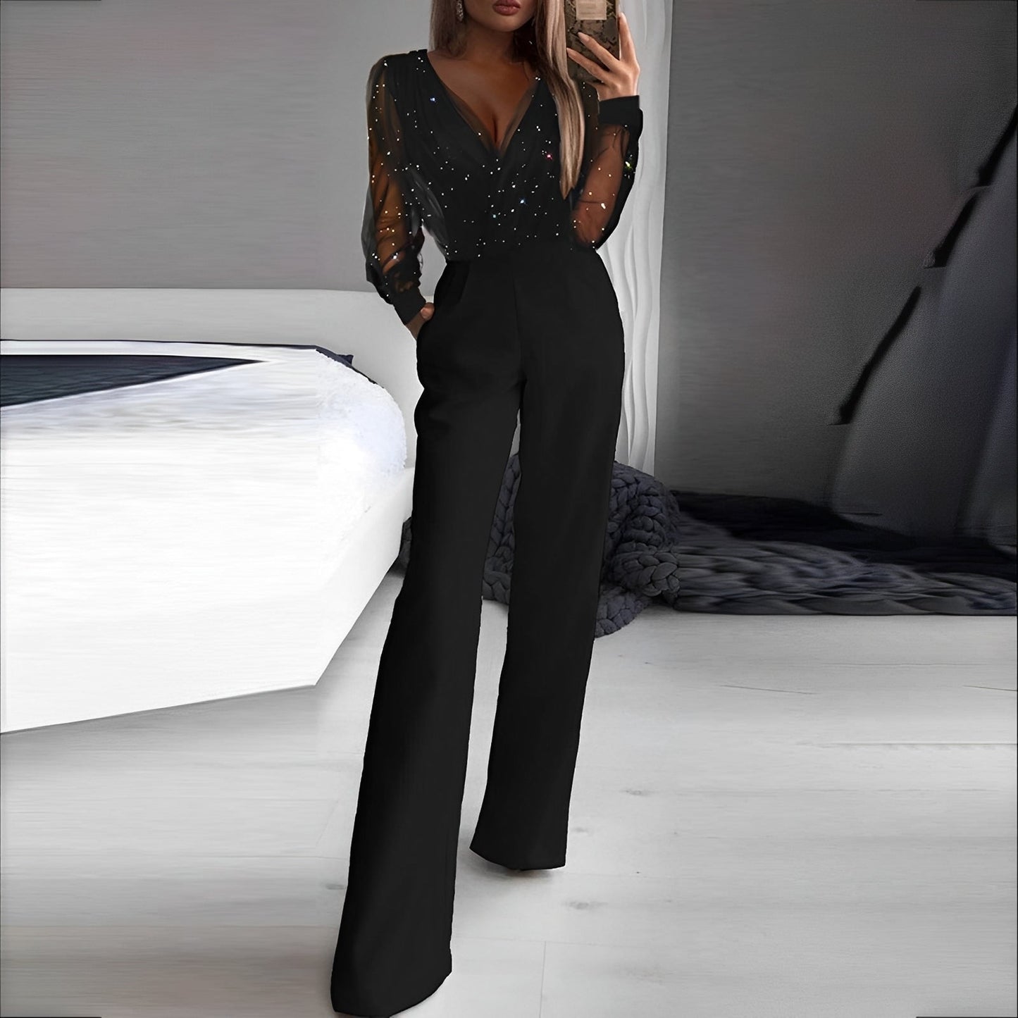 Catherina - Κομψός Jumpsuit με V-λαιμόκοψη για γυναίκες