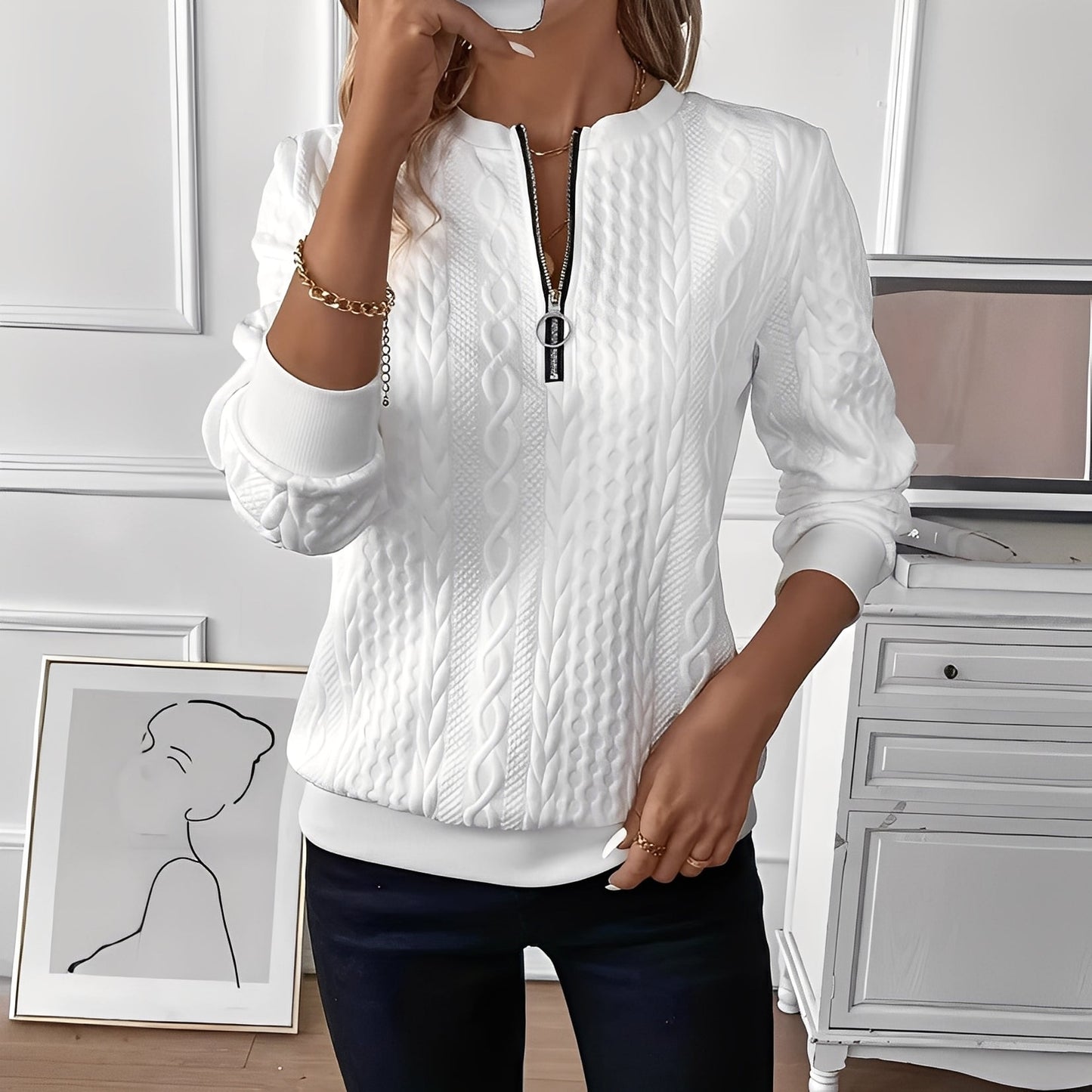 Chesley - Στυλάτο πλεκτό πουλόβερ με φερμουάρ για γυναίκες