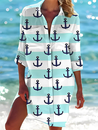 Emely - Χαλαρό, χαρούμενης γραμμής φόρεμα-μπλούζα για γυναίκες