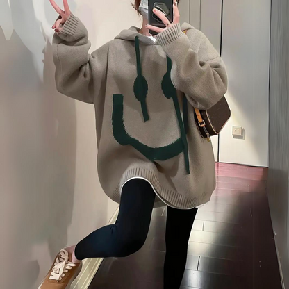 Emelia - Χαλαρό Hoodie με Σχέδιο Smiley για Γυναίκες