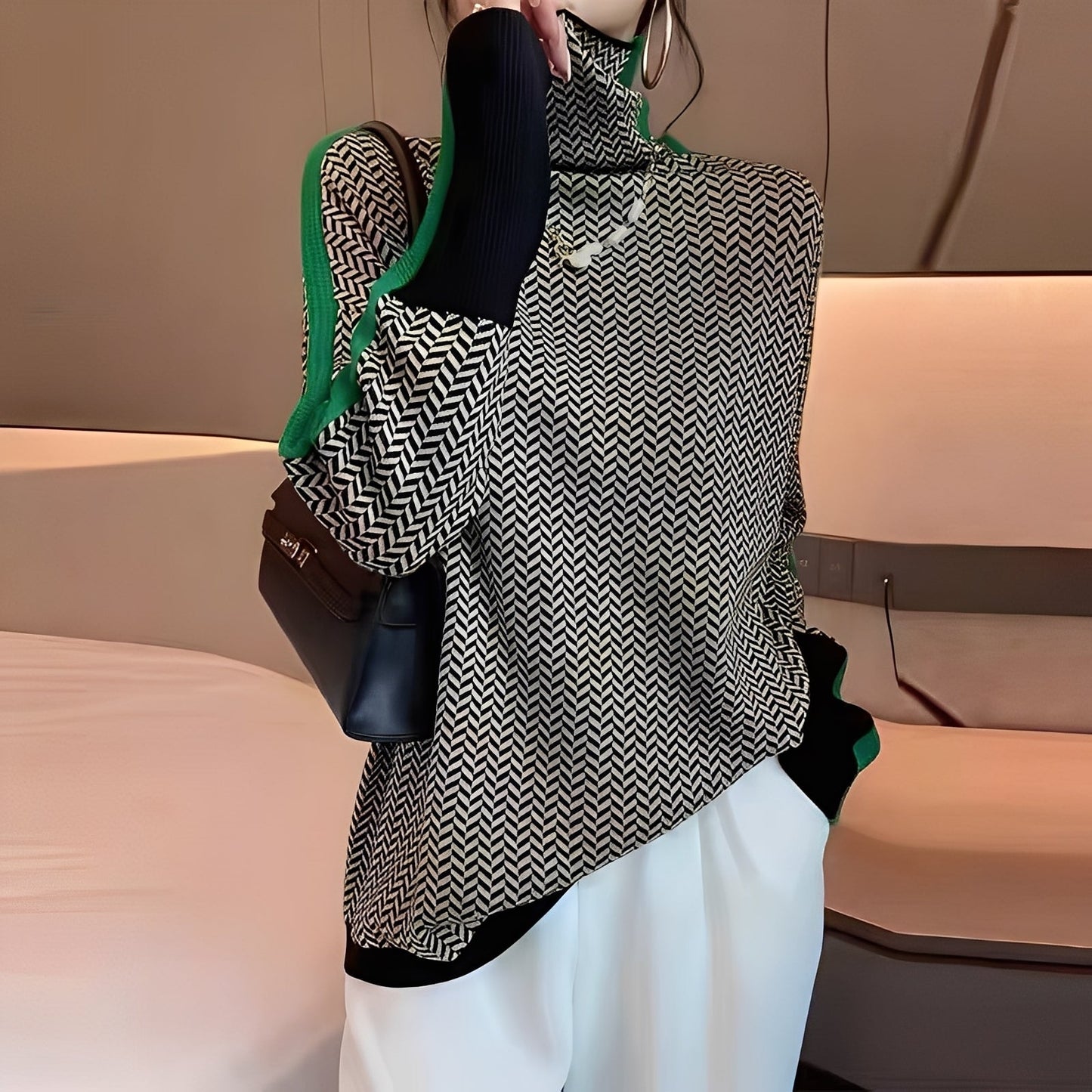 Roxanna - Καθημερινός, χαλαρός ριγέ πουλόβερ για γυναίκες