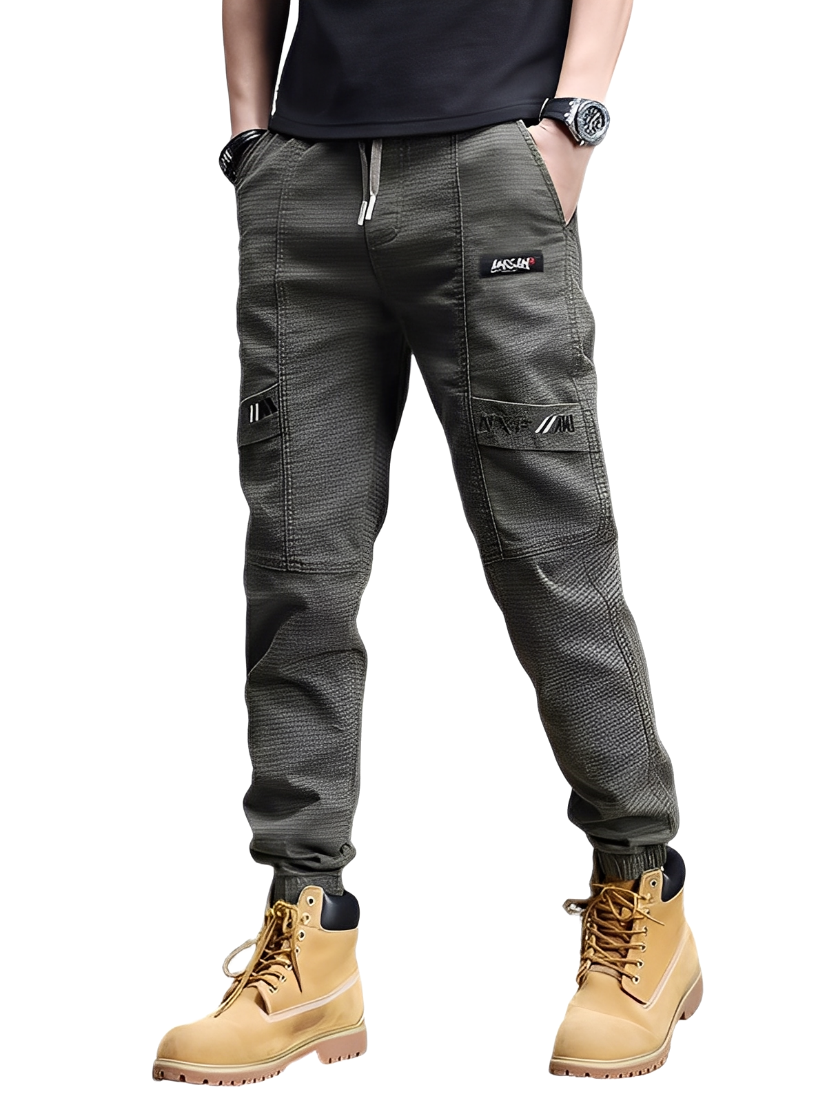 Alvin - Στιλάτο Ελαστικό Παντελόνι Τζόκινγκ με Κορδόνι για Άνδρες