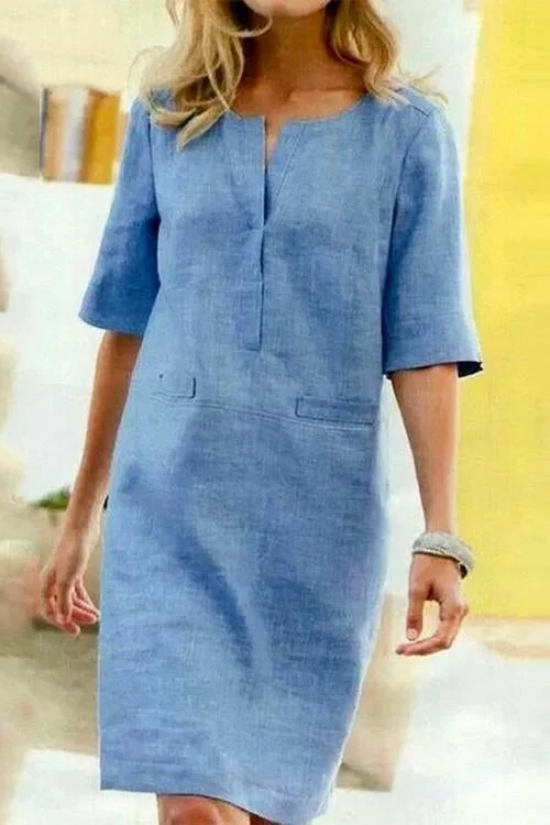 Alessandra - Cotton and Linen Dress with Light Comfort