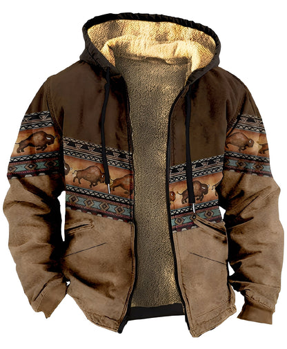 Mervin - Kolorowa aksamitna bluza z kapturem dla mężczyzn