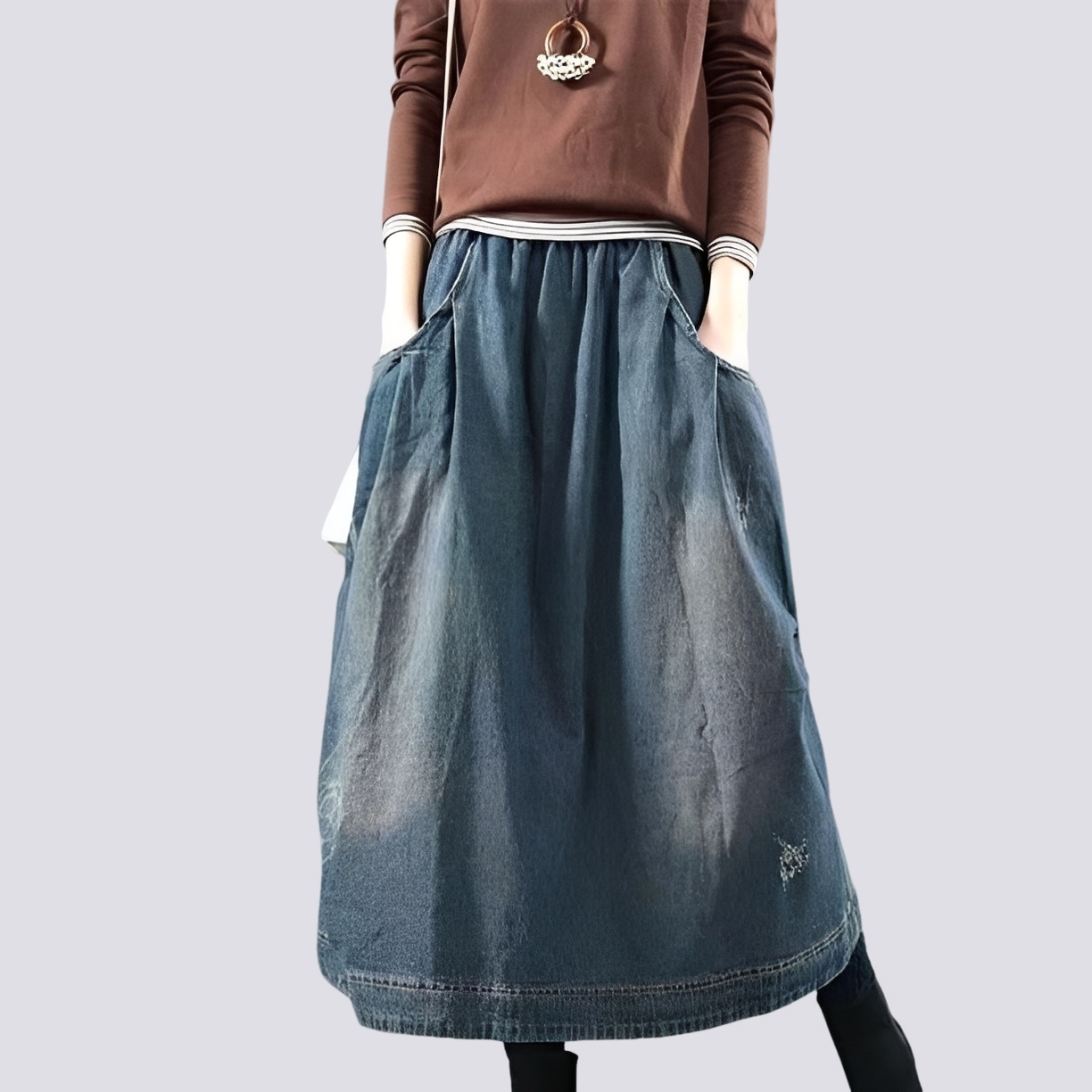 Fiona - Classic Women's Patchwork Denim Skirt