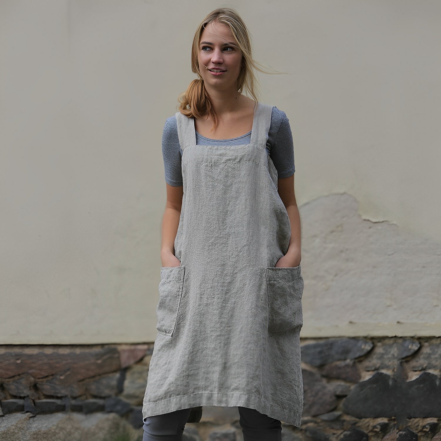 Mozelle - Women's Apron Dress with Pockets in Casual Style