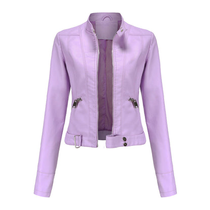 Madeline - Stylish Leather Jacket with Stand-up Collar for Women