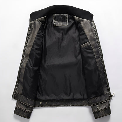 Kevin - Klasyczna skórzana kurtka z kieszeniami dla mężczyzn