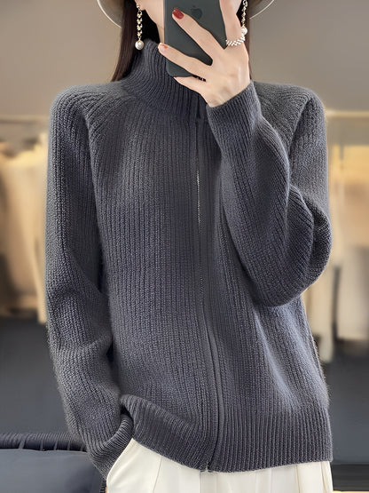 Brylee - nowoczesny wełniany sweter rozpinany dla kobiet