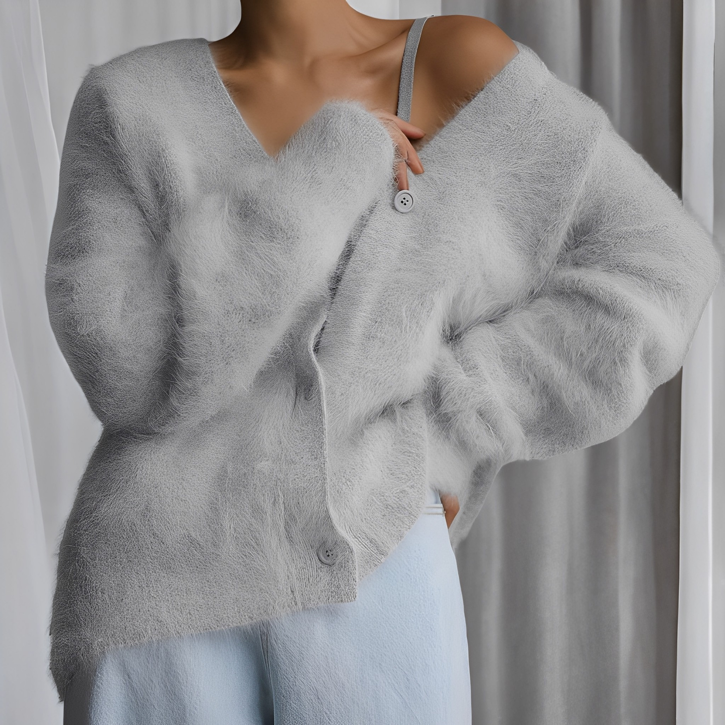 Emberly - Χαλαρός, χαλαρά εφαρμοστός κασμιρένιος πουλόβερ για γυναίκες