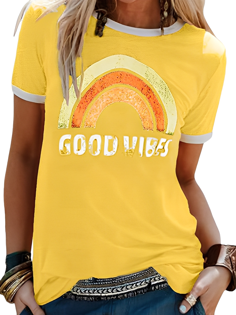 Daria - Simple T-shirt with Good Vibes print for women
