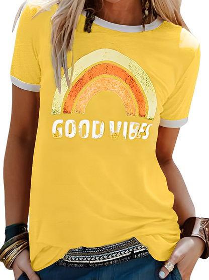 Daria - Simple T-shirt with Good Vibes print for women