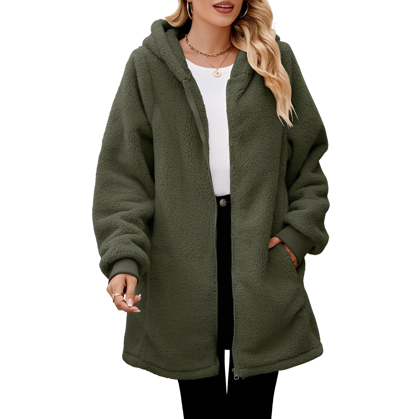 Bernadine - Relaxed cut fleece with hood for women