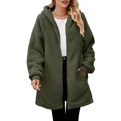 Bernadine - Relaxed cut fleece with hood for women