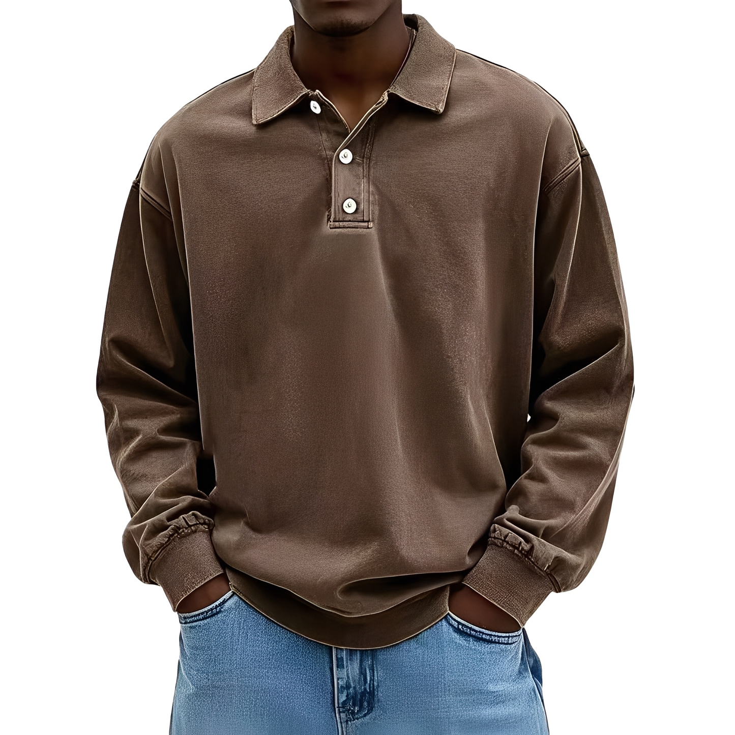 Chris - Klasyczna gruba koszulka z długim rękawem dla mężczyzn