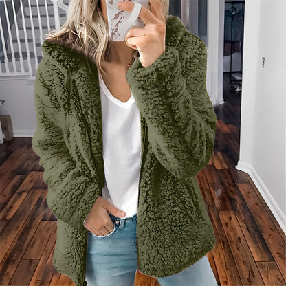 Berenice - Thick woolen cardigan with hood for women