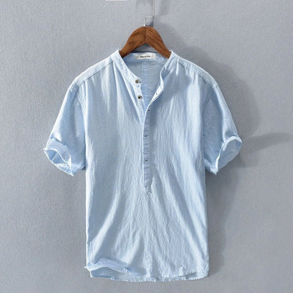 Nico - Casual Short Sleeve Shirt in Linen-Cotton