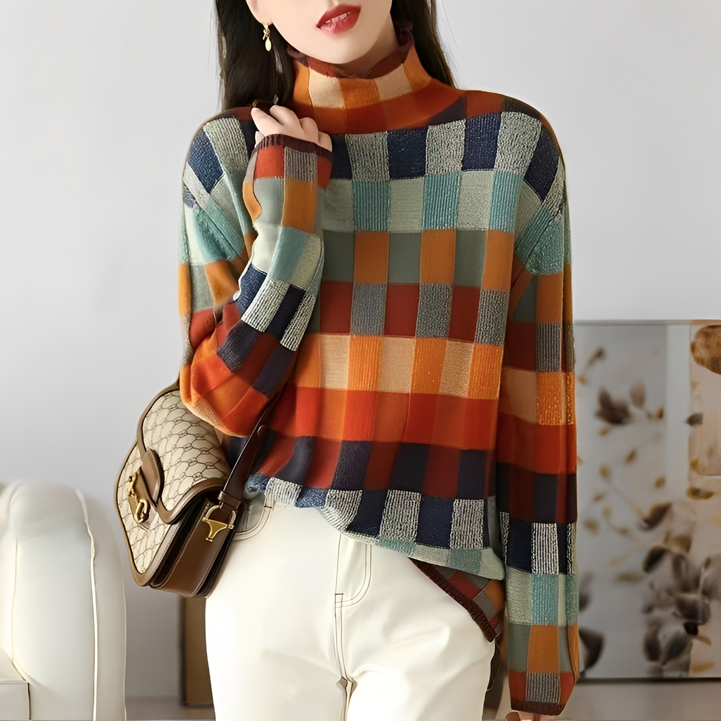 Jacklyn - Χαλαρός, πολύχρωμος κασμιρένιος πουλόβερ για γυναίκες