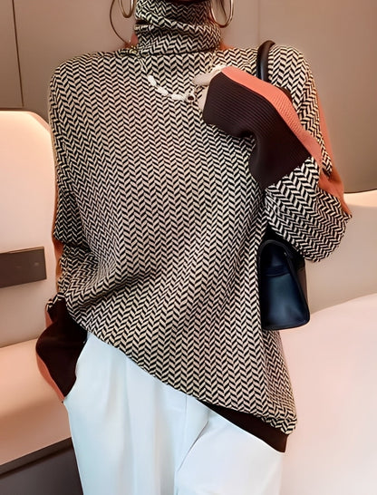 Bryony - Κομψό πλεκτό πουλόβερ με ζιβάγκο για γυναίκες