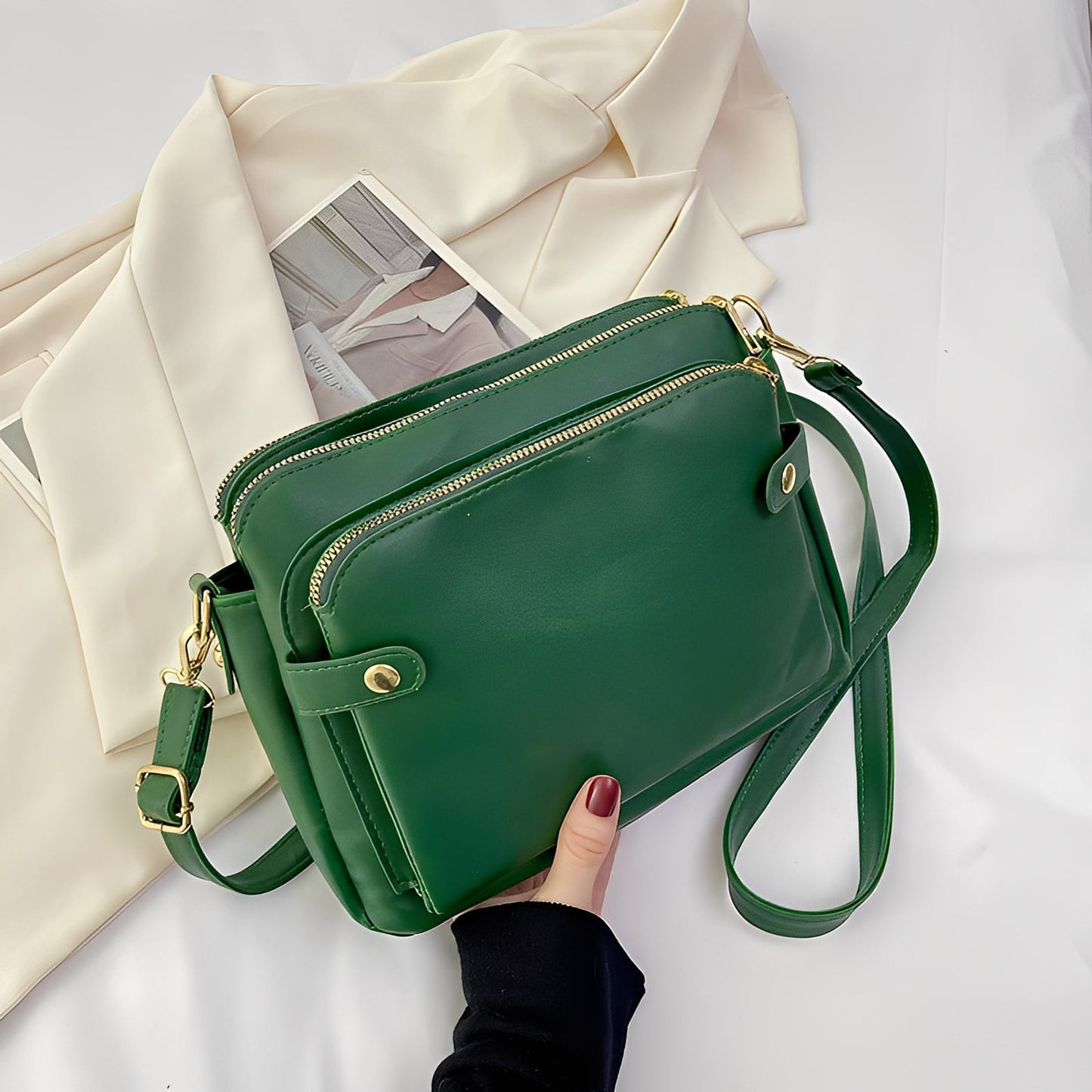 Michaela - Κλασική Δερμάτινη Τσάντα Ώμου για Γυναίκες