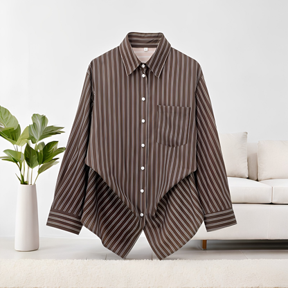 Frederica - Χαλαρό, μακρυμάνικο ριγέ πουκάμισο για γυναίκες