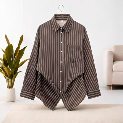 Frederica - Χαλαρό, μακρυμάνικο ριγέ πουκάμισο για γυναίκες